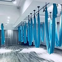Vista 2 de Juego de columpio de yoga aéreo, hamaca de inversión resistente, columpio sensorial para interiores y exteriores, para yoga y pilates, correas Verde