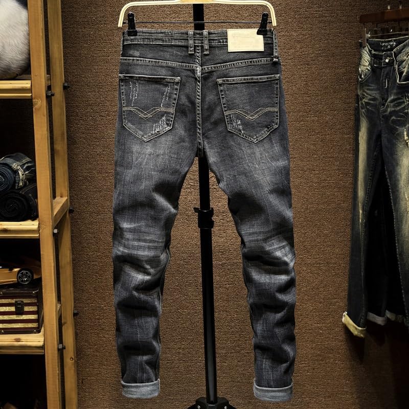 Gerrit ジーンズ用スリムストレートストレッチ春と秋のストリート男性デニムパンツメンズズボンカジュアル (Color : A,