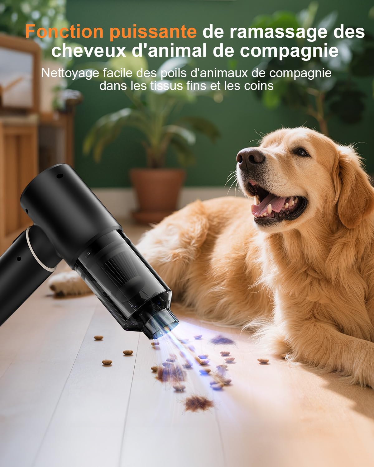 Aspirateur Voiture,16000Pa Aspirateur a Main avec Moteur sans Brosse, Aspirateur Voiture Puissant sans Fil Rechargeable, Aspirateur sans Fil pour Le Bureau, Maison, Les Poils d'animaux