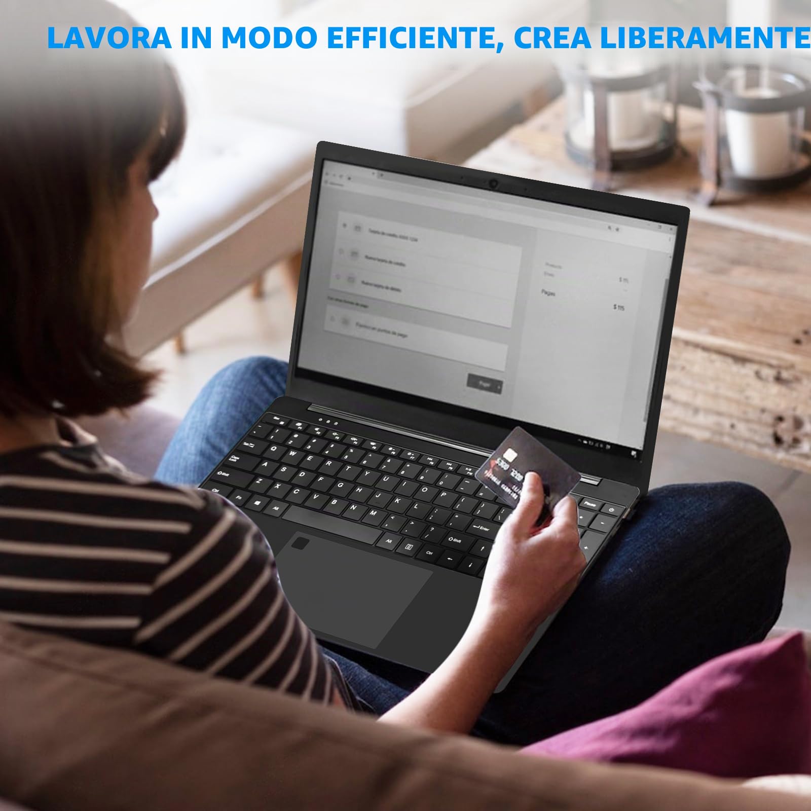 Notebook 15,6'' N5095 Quad Core, 16GB RAM 128GB SSD, Schermo FHD IPS, Tastiera Retroilluminata, Lettore di Impronte, WiFi 5, PC Portatile Leggero per Studio, Lavoro e Casa (Tastiera UK+pellicola IT)