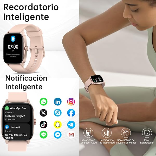 Smart Watch Woman Man with Bluetooth Calls and AI Voice, 1.85 Inch Smartwatch with WhatsApp Notification, Heart Rate Monitor/SpO2/Sleep/Pedometer, 110+ Sports Modes, Waterproof IP68 for iOS/Android - 5