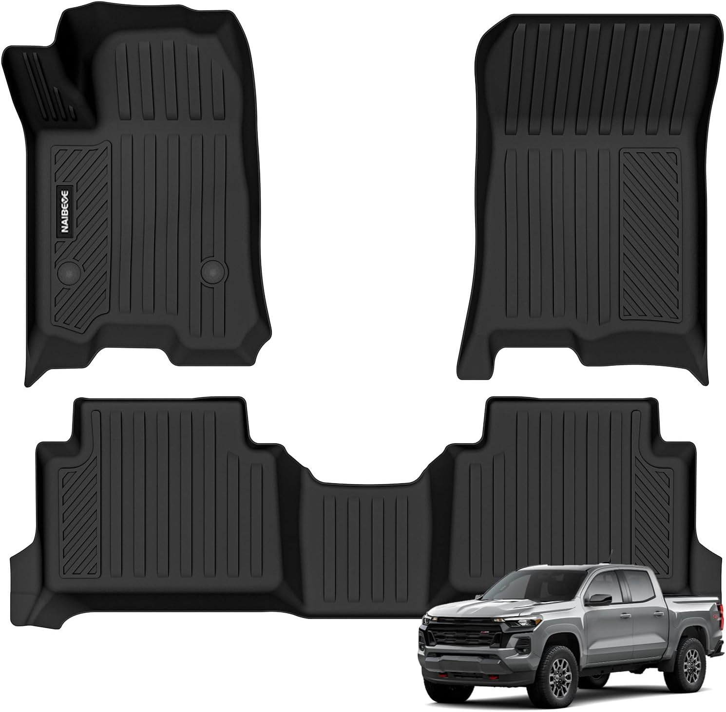 Naibeve Floor Mats for 2023 2024 2025 2026 Chevrolet Chevy Colorado/GMC Canyon - All Weather Custom Fit for Chevy Colorado Floor Mats Liners Front & Rear Row Waterproof Interior Accessories