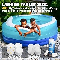 Vista 4 de XtremeClear - Tabletas de cloro de 1.5 libras para piscinas, spa, jacuzzi, pastillas de cloro estabilizadas de larga duración de 1 pulgada