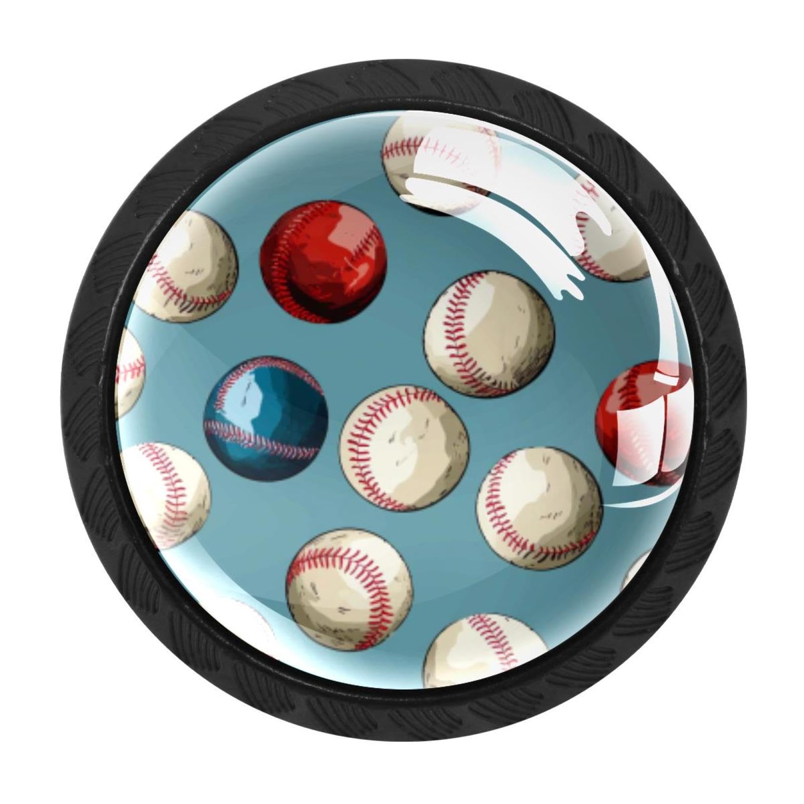 Chenzzzz Multicolored 16 Baseball Cabinet Knobs 4 Pieces Drawer Kitchen Cabinets Dresser Cupboard Wardrobe Unique Pulls Handles