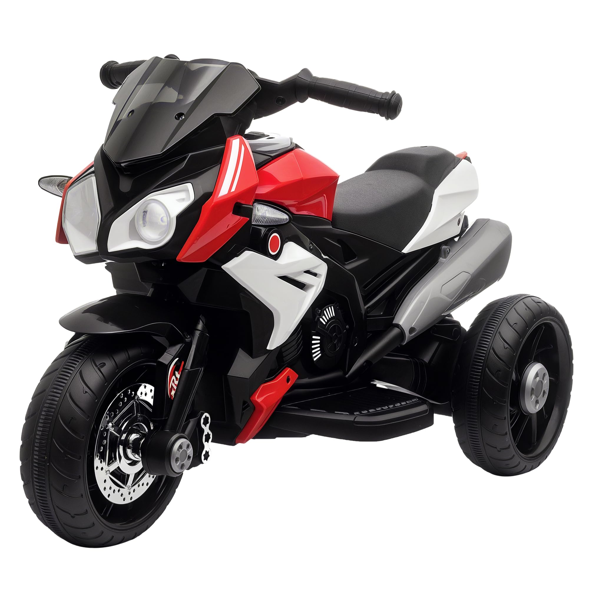 HOMCOM Kids 6V Electric Ride On Motorcycle Electric Motorbike w/Lights Music Horn 3 Wheel Outdoor Play Toy for 3-5 Years, Red
