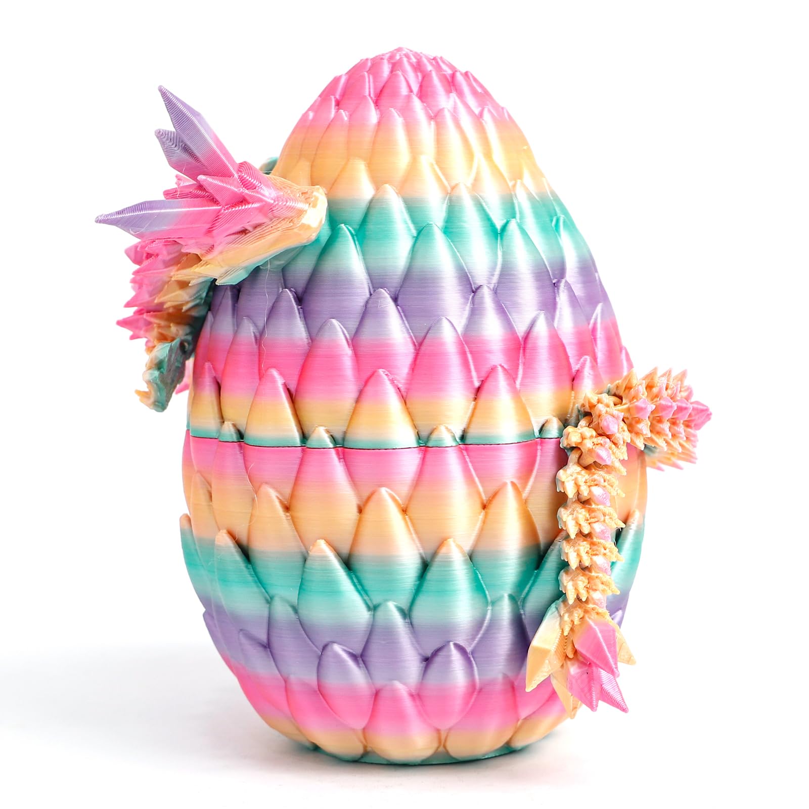Flavery 3D Printed Dragon Egg, Candy, Surprise Easter Egg with 12" Flexible Crystal Dragon Inside, 3D Printed Gift Toy