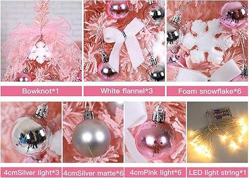 Miniatura 6 de GREENWISH Árbol de Navidad de mesa rosa de 2 pies, mini árbol de Navidad artificial de simulación con adornos de luz LED, árbol de Navidad brillante
