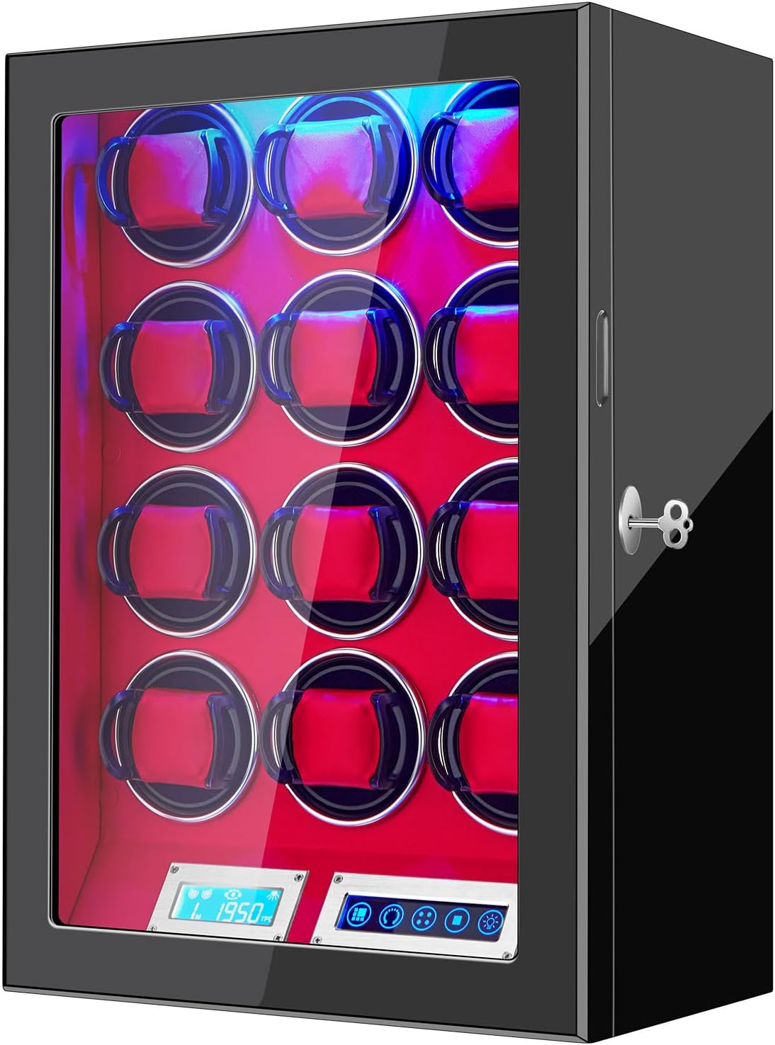 Watch Winders for 6/9/12 Slots Automatic Watches,Ultra-Quiet Japanese Motors, Built-in LED Illumination,LCD Display,Touchscreen Control