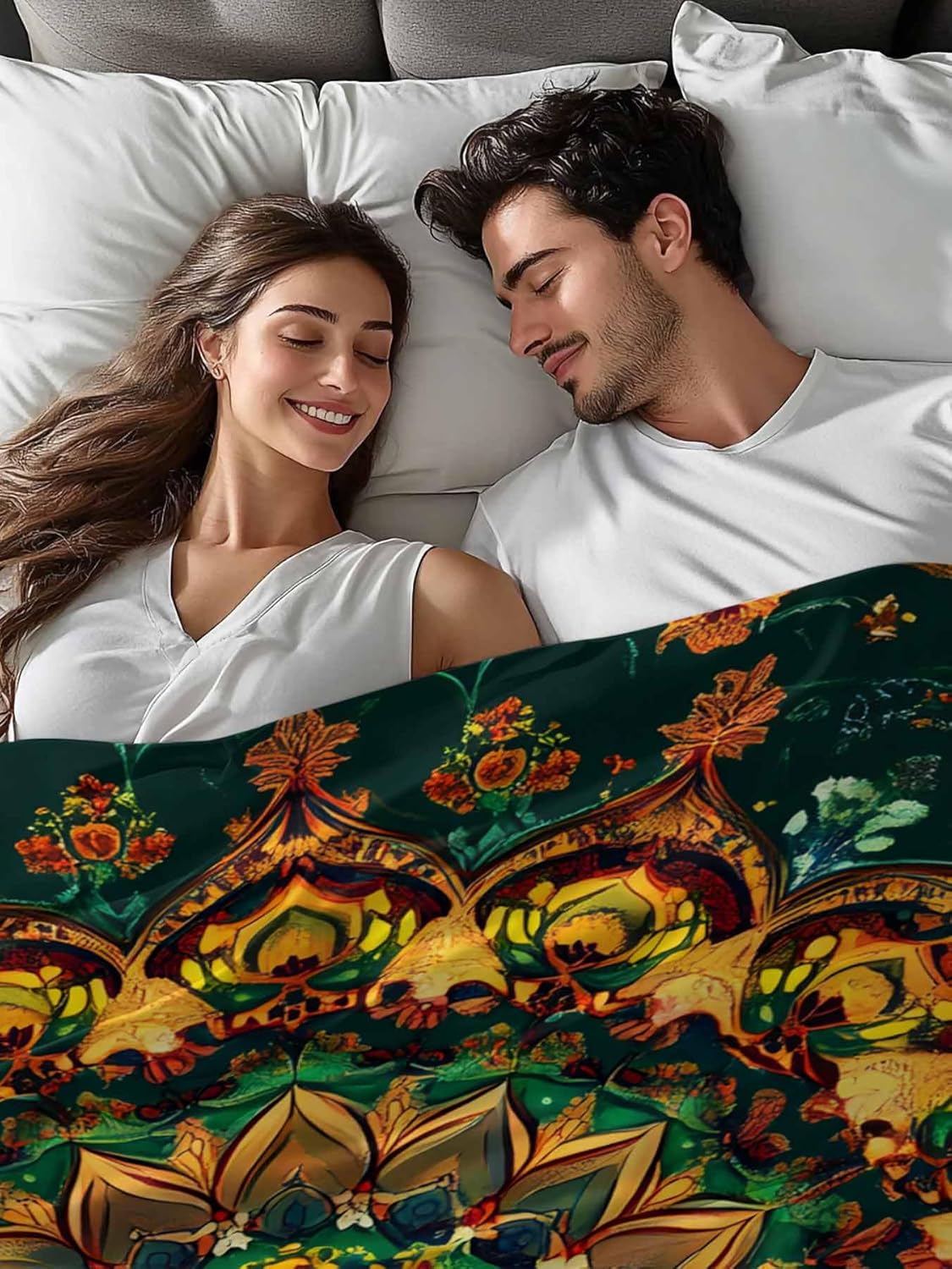 Top Sheet Full Bedding Flat Sheet Only, Bohemian American Indian Flower Pattern Microfiber Bed Sheets Soft Breathable Bedding Flat Sheets, Retro Abstract Hotel Luxury Top Sheets