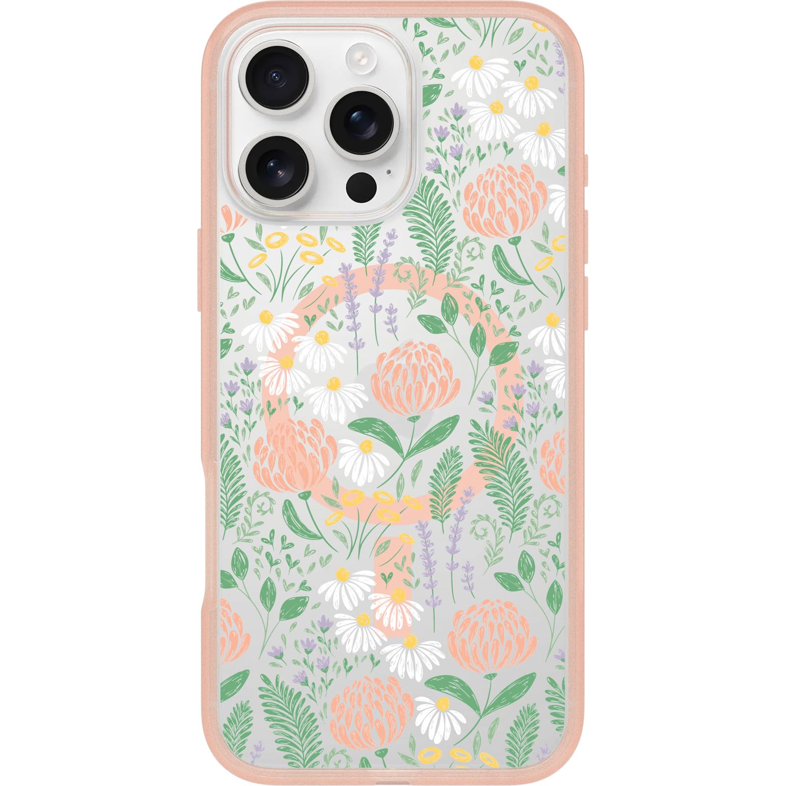 OtterBox iPhone 16 Pro Max Symmetry Series Clear Case - Peachy Bloom Pink