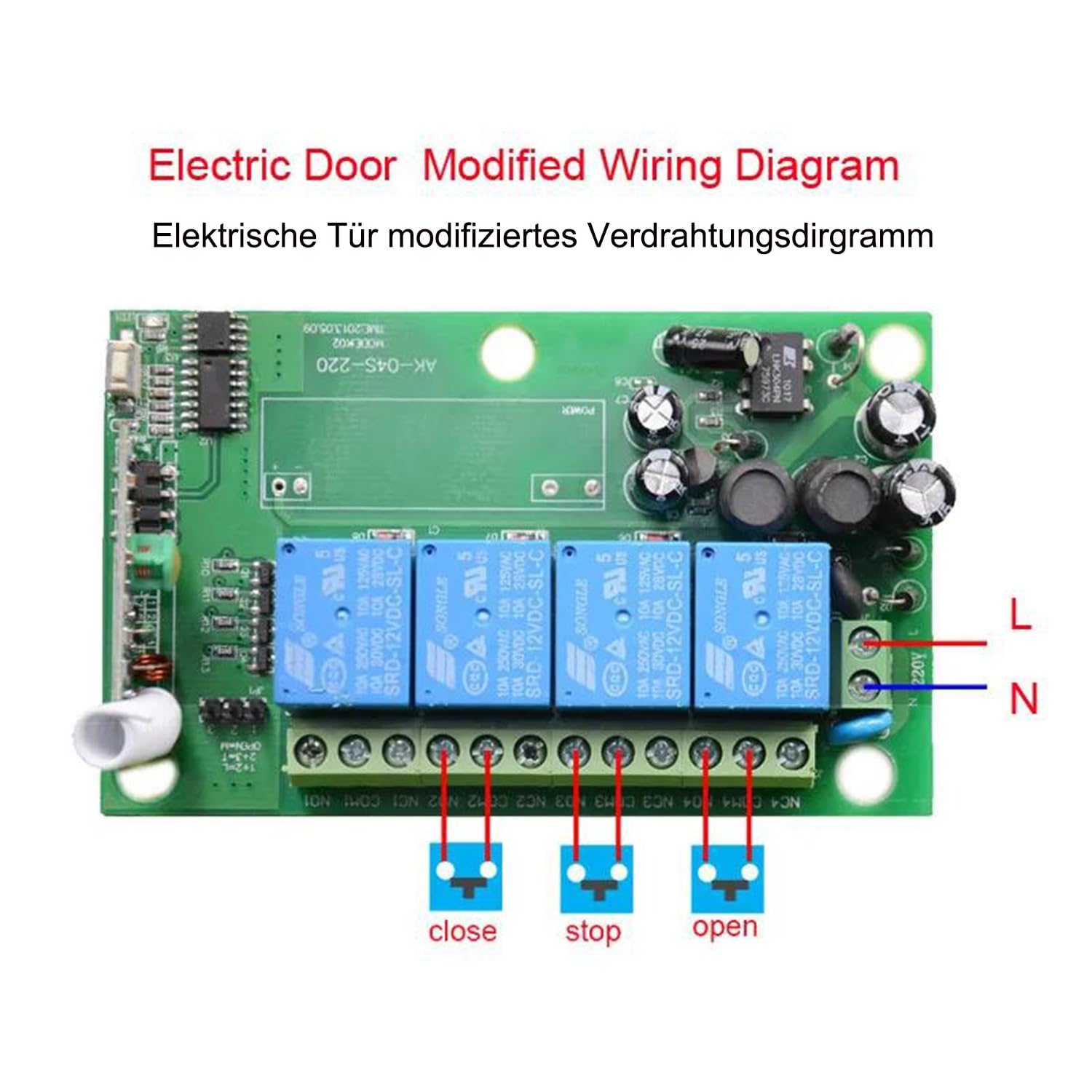 220V 230V 4CH Télécommande Sans Fil Commutateur de Contrôle Relais de Contrôle 433MHz 4 Canaux avec 4 Émetteurs Récepteur Universel Portes de Garage Fenêtres Moteur AC 110V 250