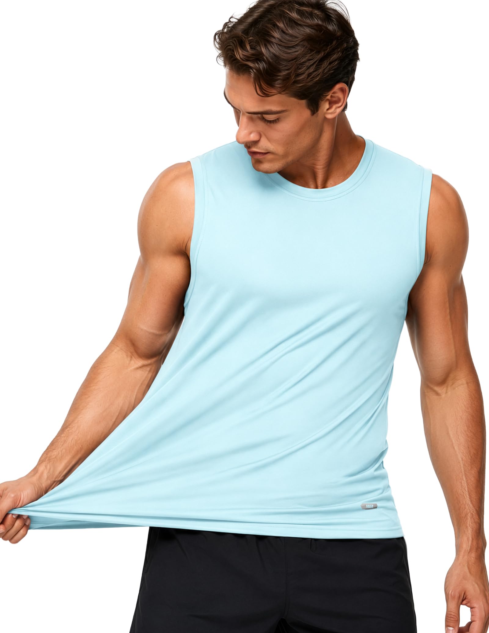 MIER Men's Workout Tank Tops UPF 50+ Swim Shirts Quick Dry Running Sleeveless UV Protection Muscle Tees