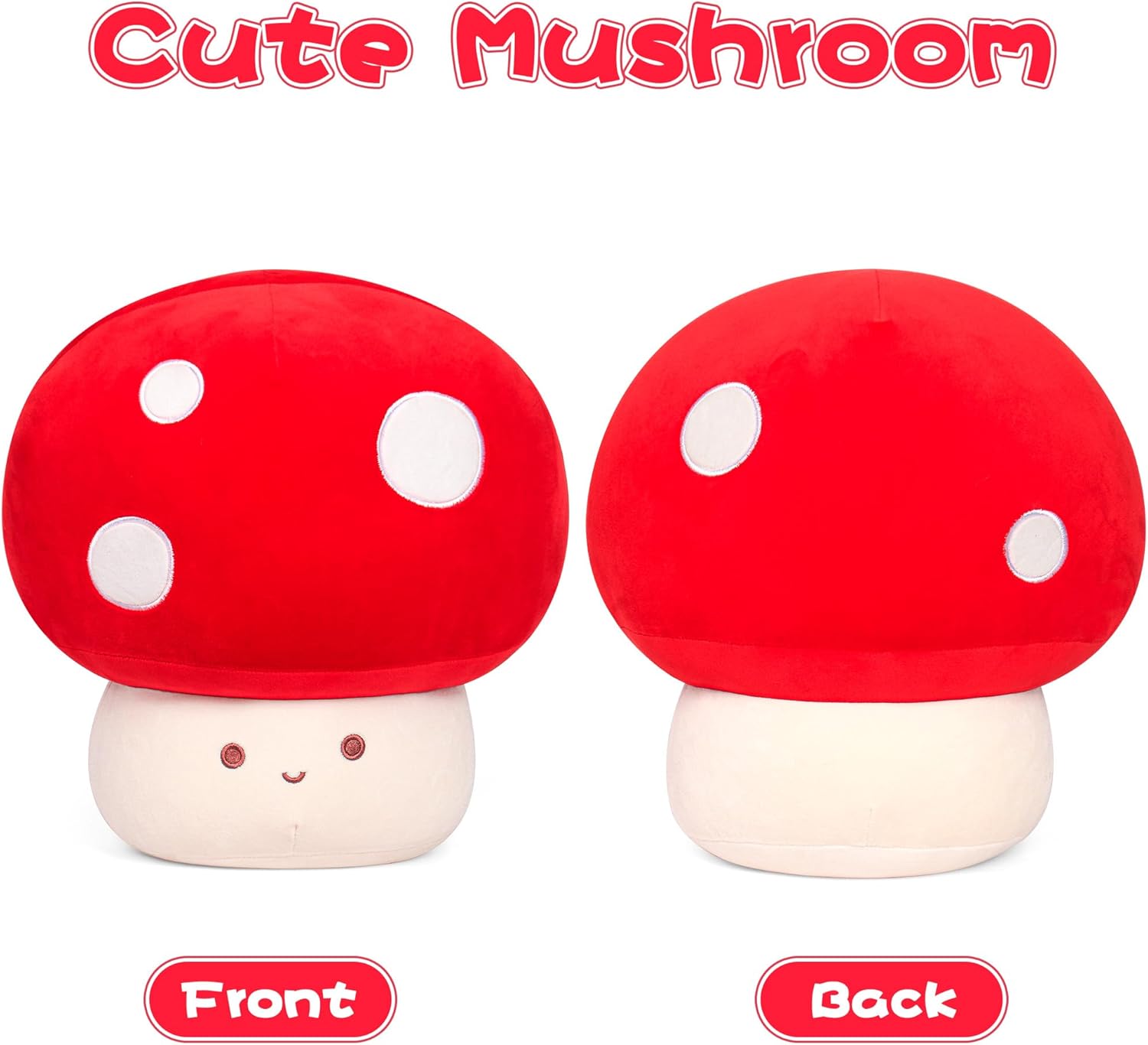 JellyMallow Cute Mushroom Plush 14in, Adorable Mushroom Stuffed Animal Plushie, Soft Fuzzy Stuffy Pillow Gifts for Kids Adults, Kawaii Plush Decor