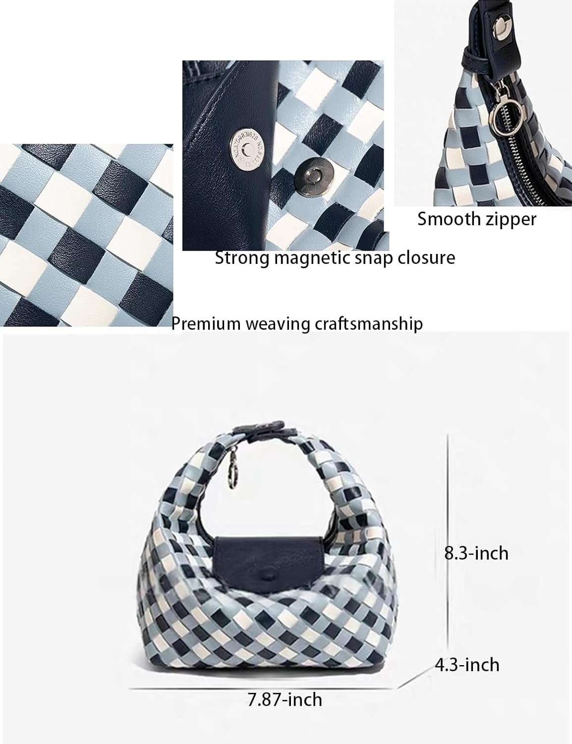 Small Woven Leather Handbag Cute LeatherTop-Handle Shoulder Bag for women Woven Crossbody Bag - Image 5