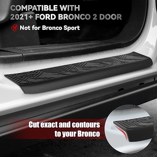 Miniatura 2 de REFORM DESIGN Protectores de umbral de puerta compatibles con Ford Bronco 2 puertas 2024 2023 2022 2021, 2 piezas de TPE sólido para borde de