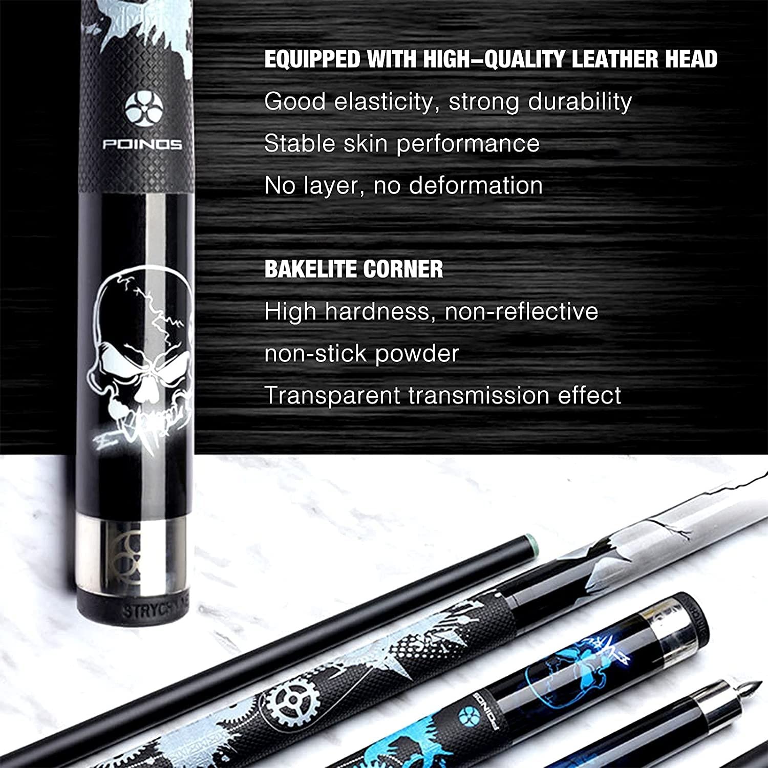 57-In Snooker Pool Cue Sticks, 1/2(Color : B, Size : 2Pc)