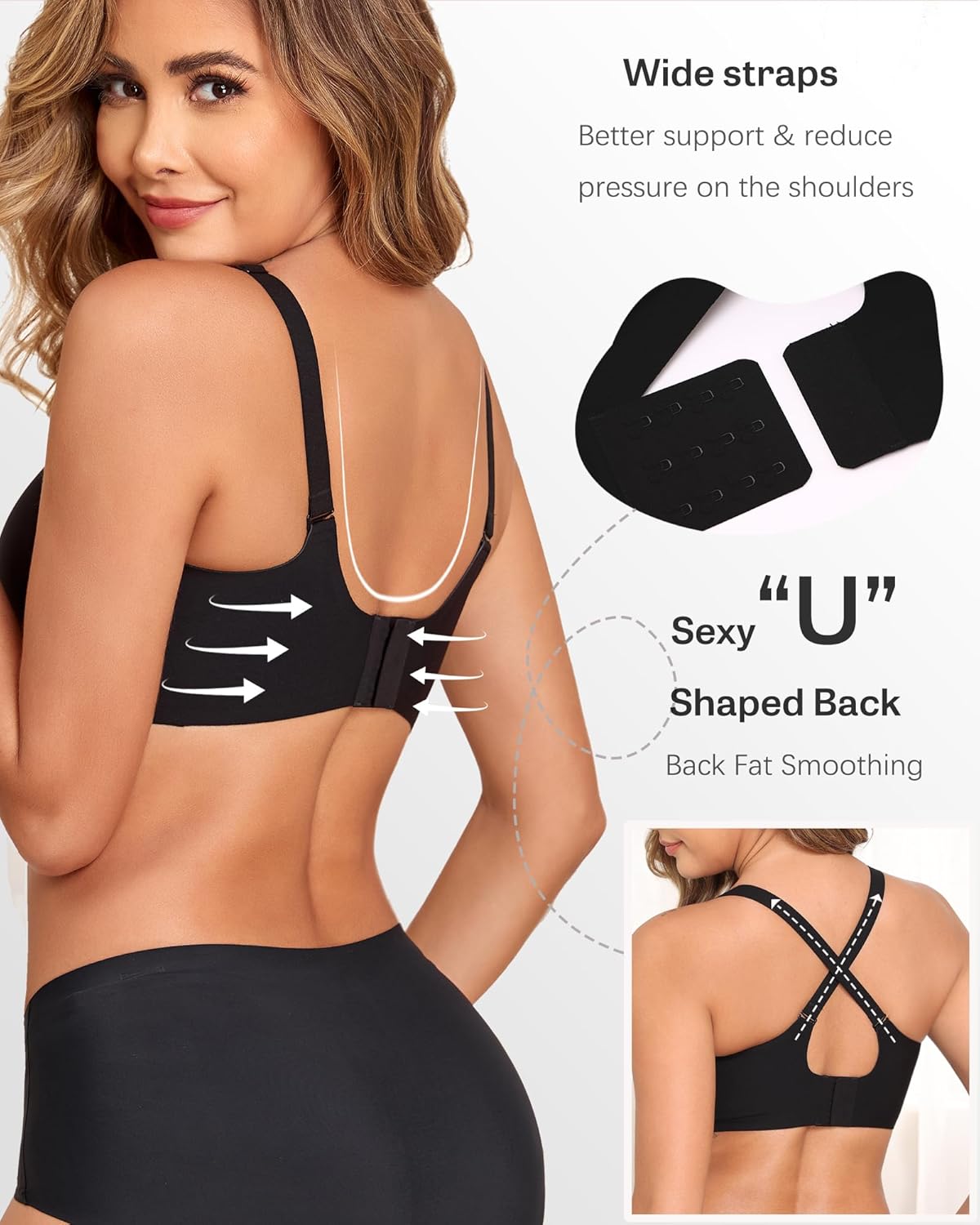 COOL CUTE Wireless Jelly Bras for Women Supportive Bras for Women Sexy V Mesh Comfy Bralette Seamless Tshirt Everyday Bra - Image 3