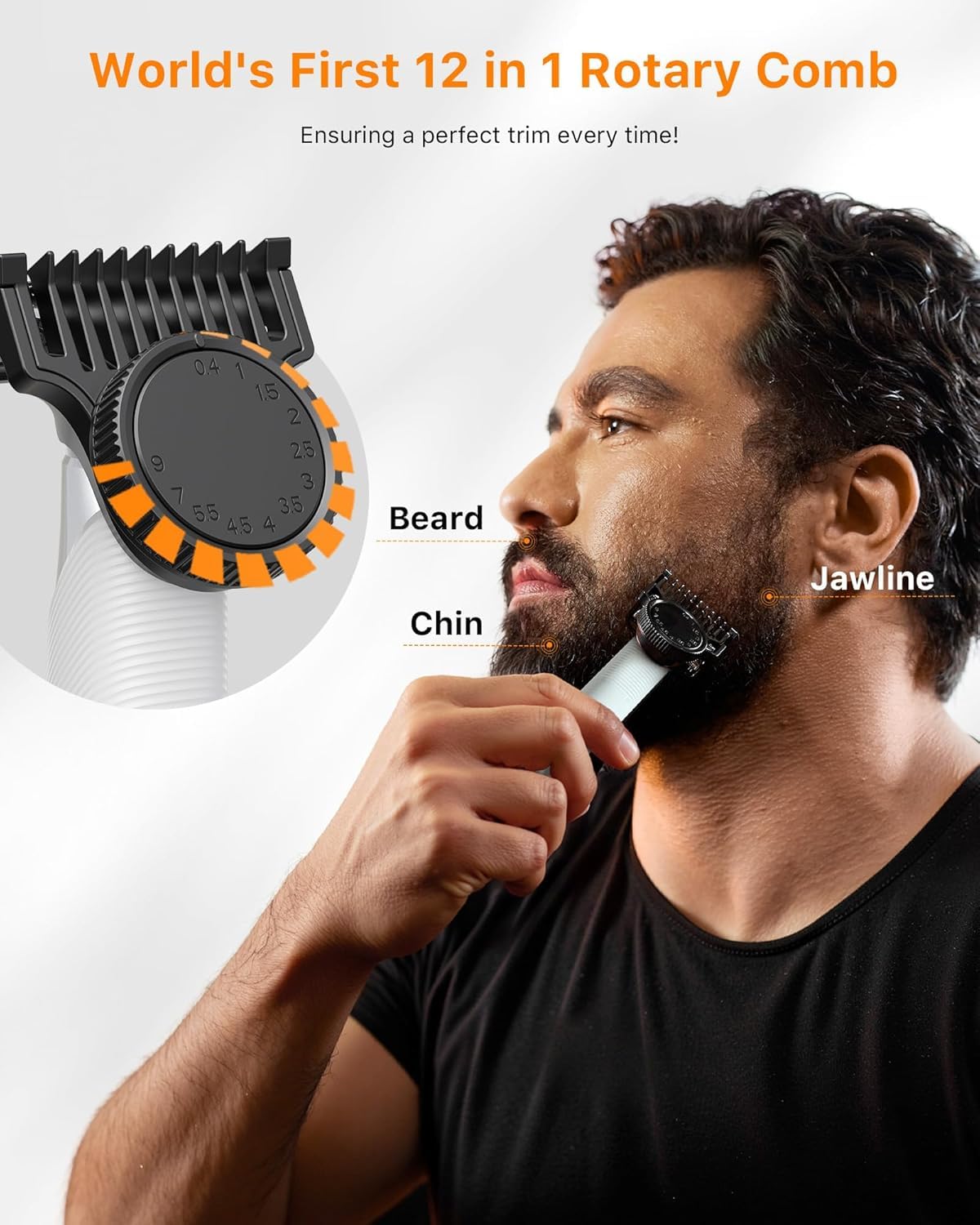 [2025 aggiornato] Kit per barba e peli del naso, [All-in-one] pettine rotante 12 in 1, rasoio elettrico da viaggio per capelli, da uomo, ricarica rapida USB-C, rasoio indolore impermeabile, bagnato