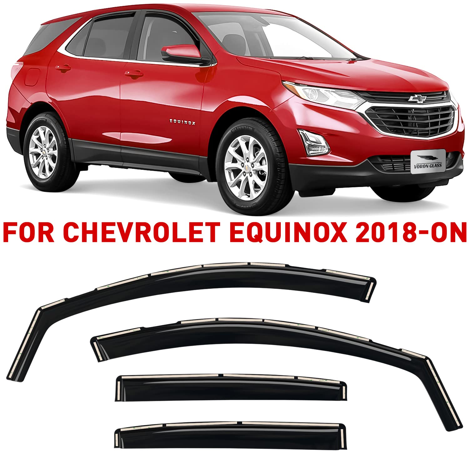 Voron Glass in-Channel Extra Durable Rain Guards for Chevrolet (Chevy) Equinox 2018-2021, Window Deflectors, Vent Window Visors, 4 Pieces - 220126