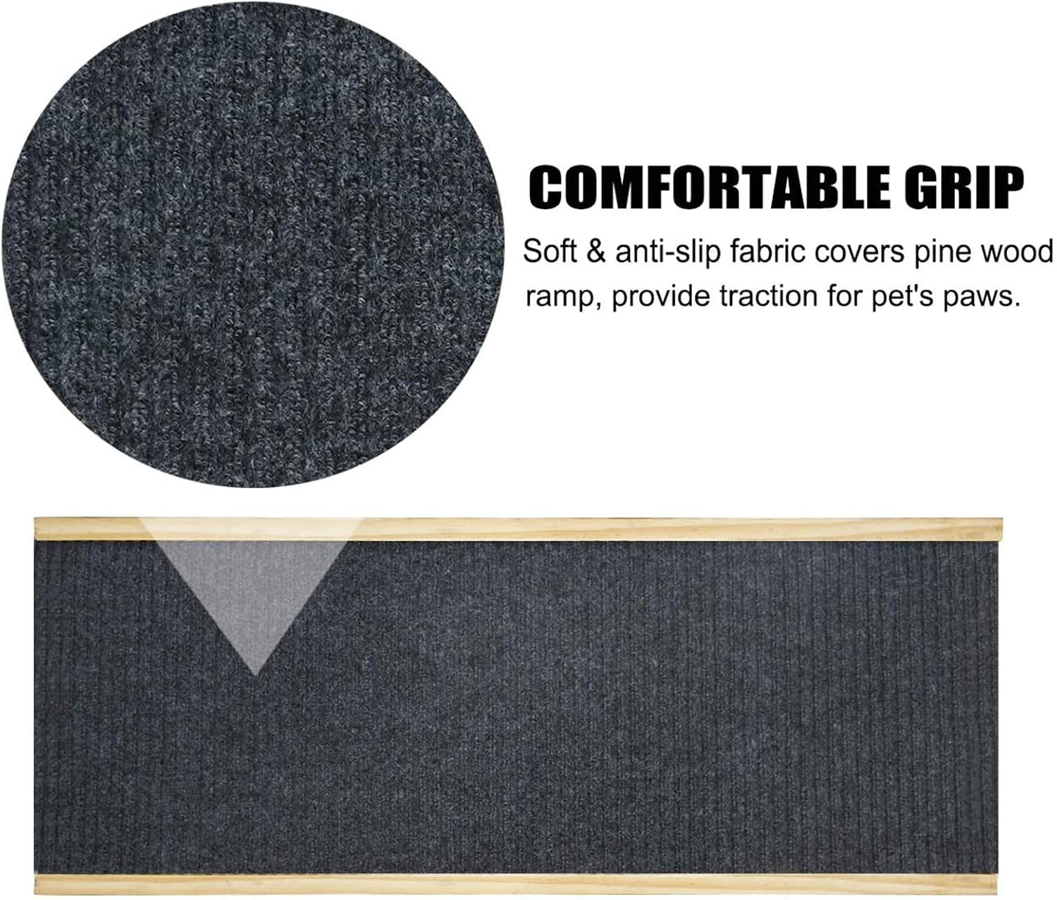 Wooden Adjustable Pet Ramp Dog Ladder for Small Medium Dogs and Cats,Folding Portable Dog & Cat Ramp Perfect for Bed and Car,Non Slip Carpet Surface Height Adjustable Ramp Up to 100 Lbs