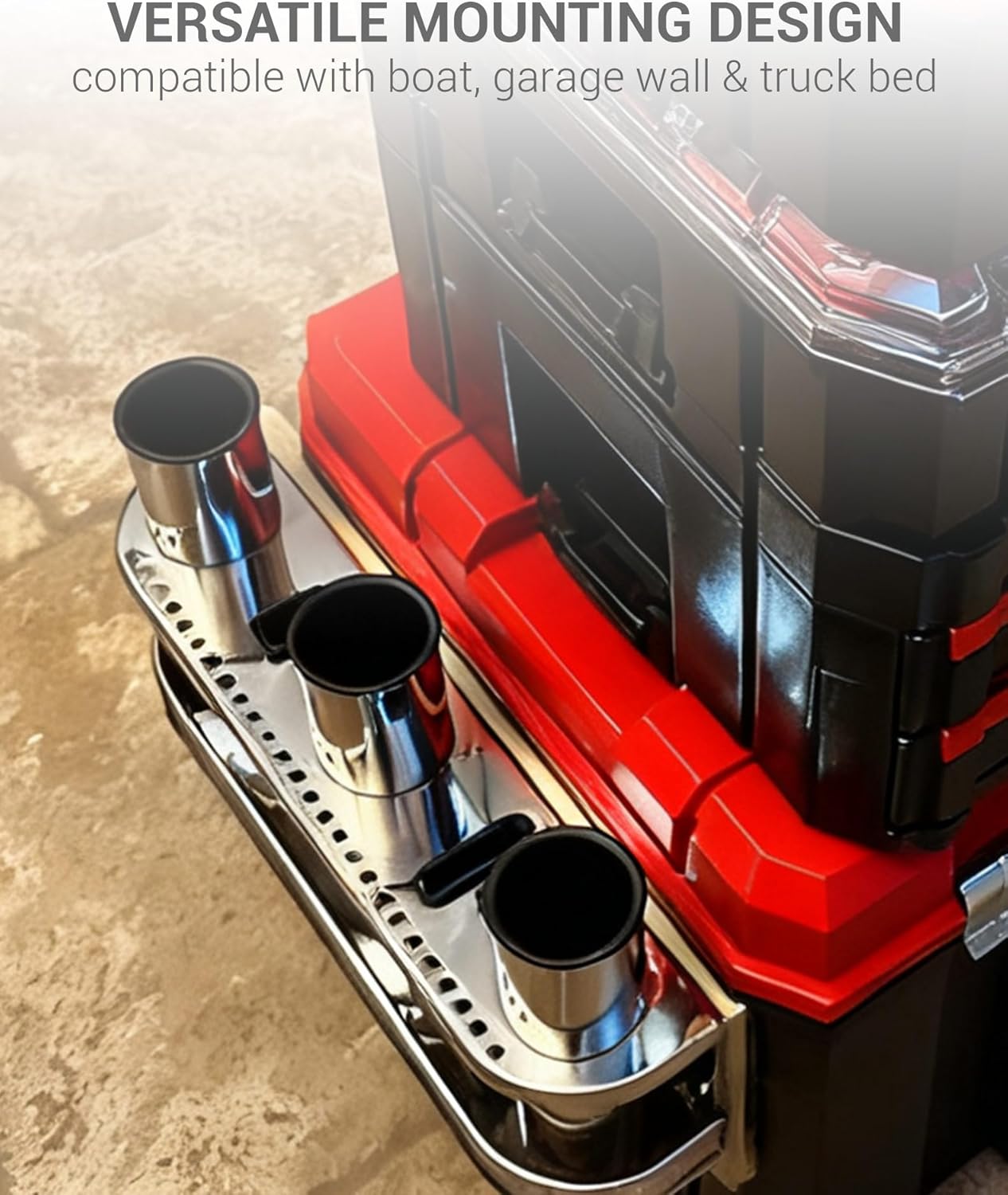 Fishing Rod Holder Stainless Steel 3 Tubes Organizer Links Rack Rests Tackle