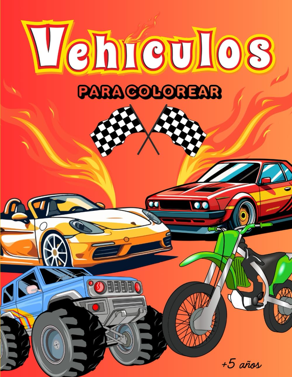 Libro de vehículos para colorear: Para mayores de 5 años