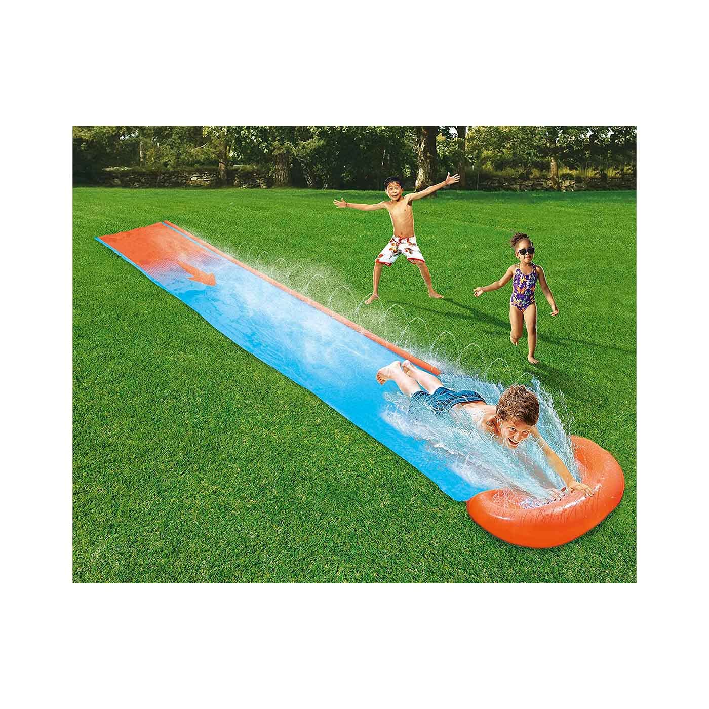 Acan Tradineur - Pista Deslizante Hinchable Individual con rociadores de Agua, tobogán resbaladizo de PVC para Carreras, jardín, Aire Libre, 488 cm