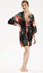 Peony Floral Silk Kimono Robe Bridal Bridesmaid Robes Dressing Gown for Women