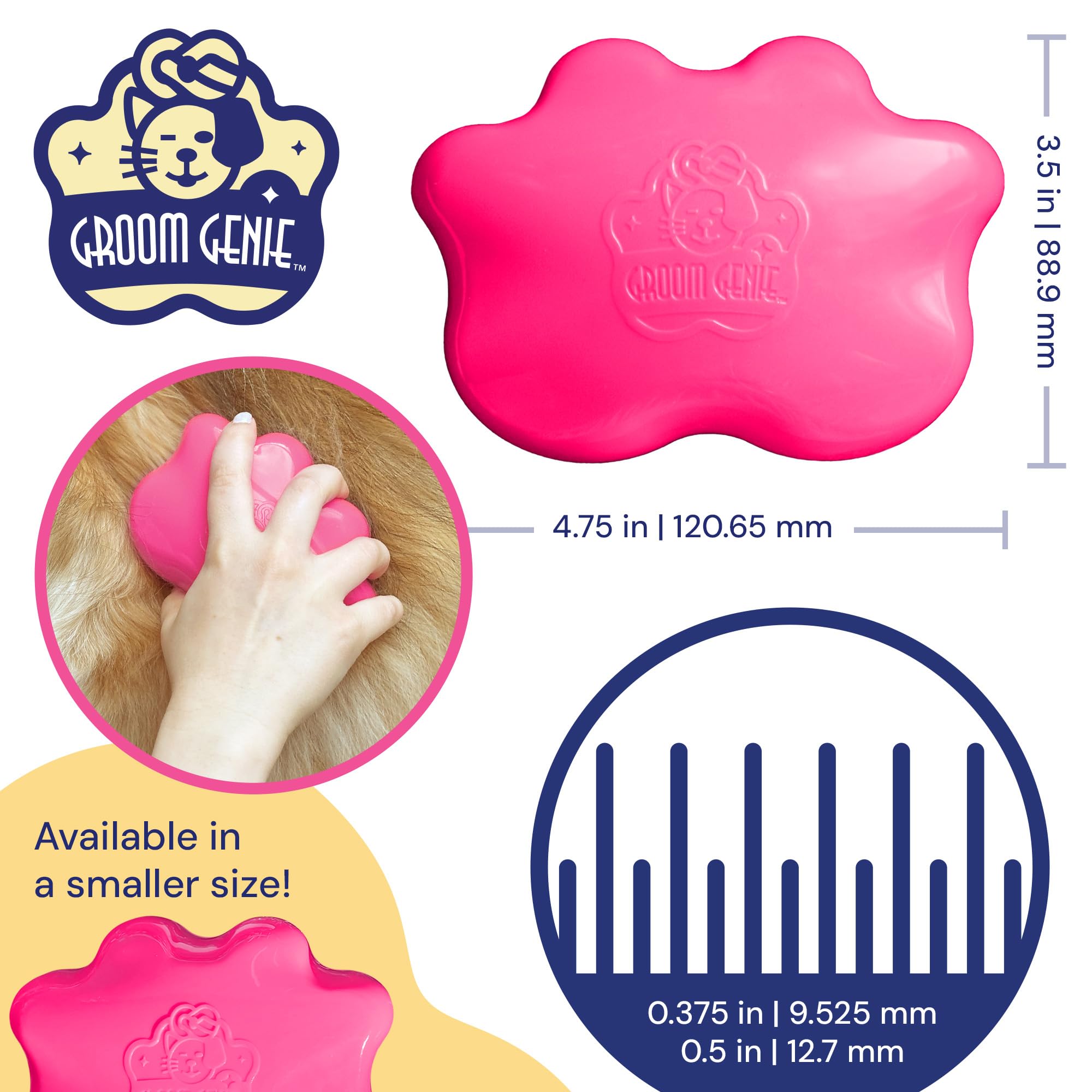 Cepillo de masaje grande de 5 pulgadas para perros y mascotas, herramienta de aseo para gatos, perros, pelo largo o corto, rosa frambuesa