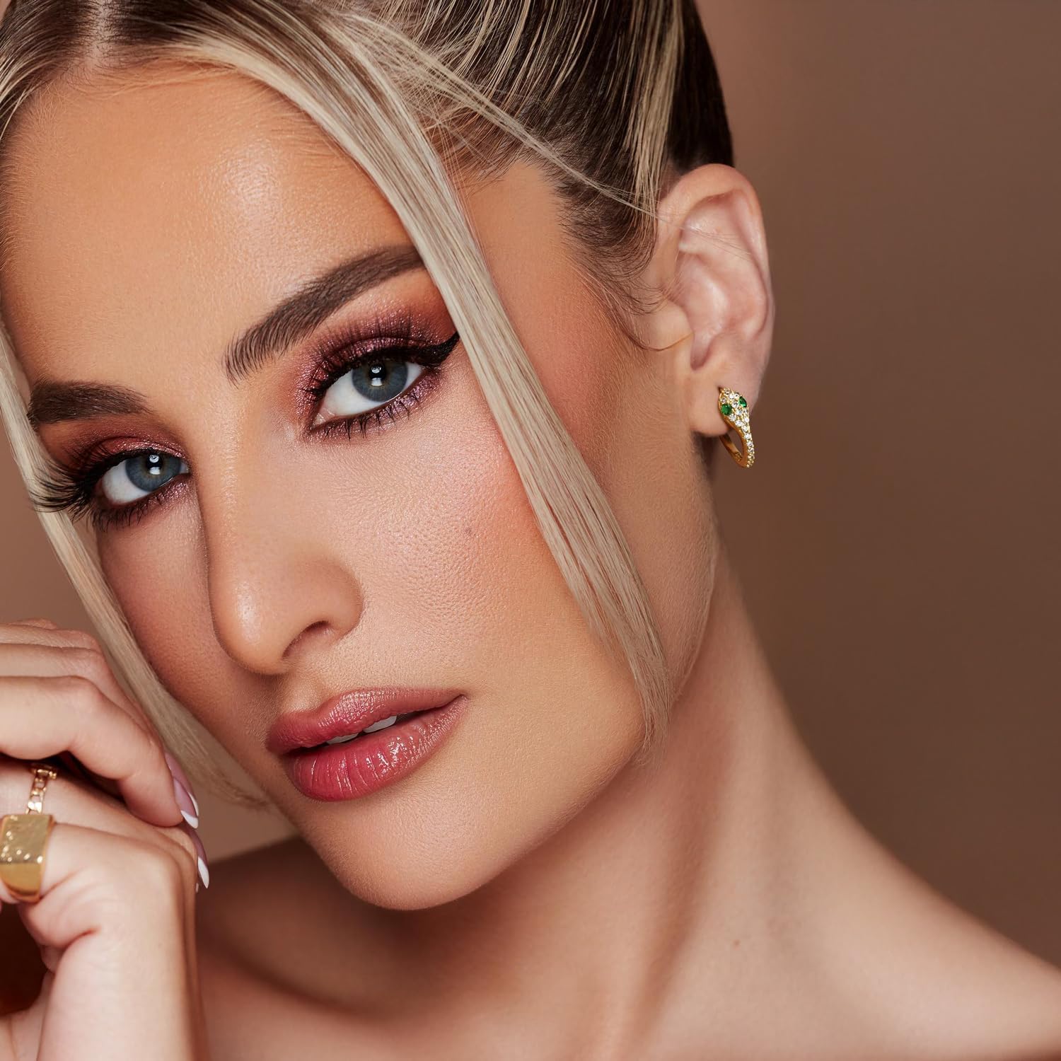 14K Gold Earrings for Womens Gold Hoop Earrings for Women Snake Hoop Earring for Womens Hoops with Retro Cubic Zirconia Snakes Head Wrap Design Unique Snake Hoops Earring for Women