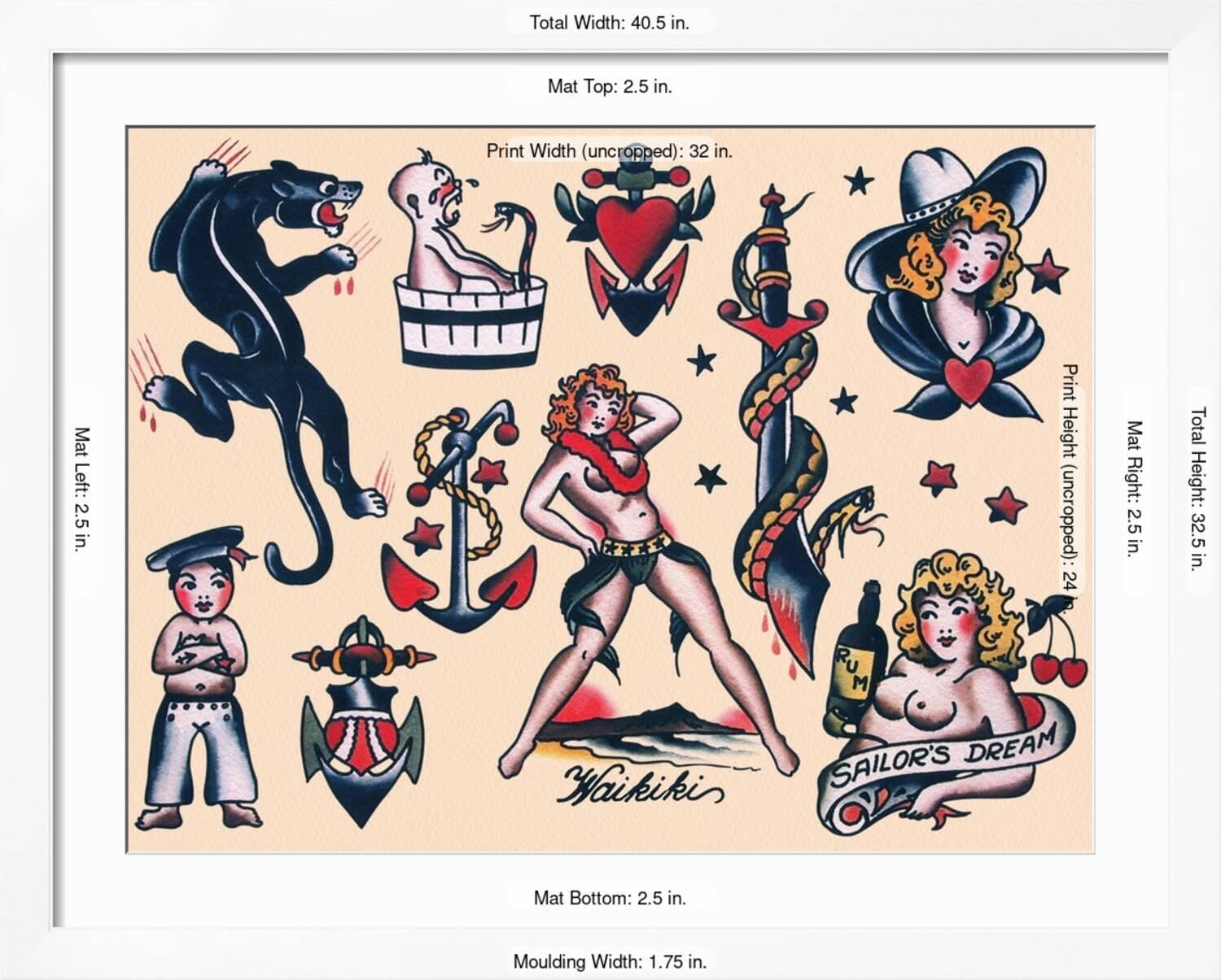 その他 Sailor Jerry Tattoo Drawings Amazon.com: ART.COM Wall Art Print Sailor Tattoo Flash by