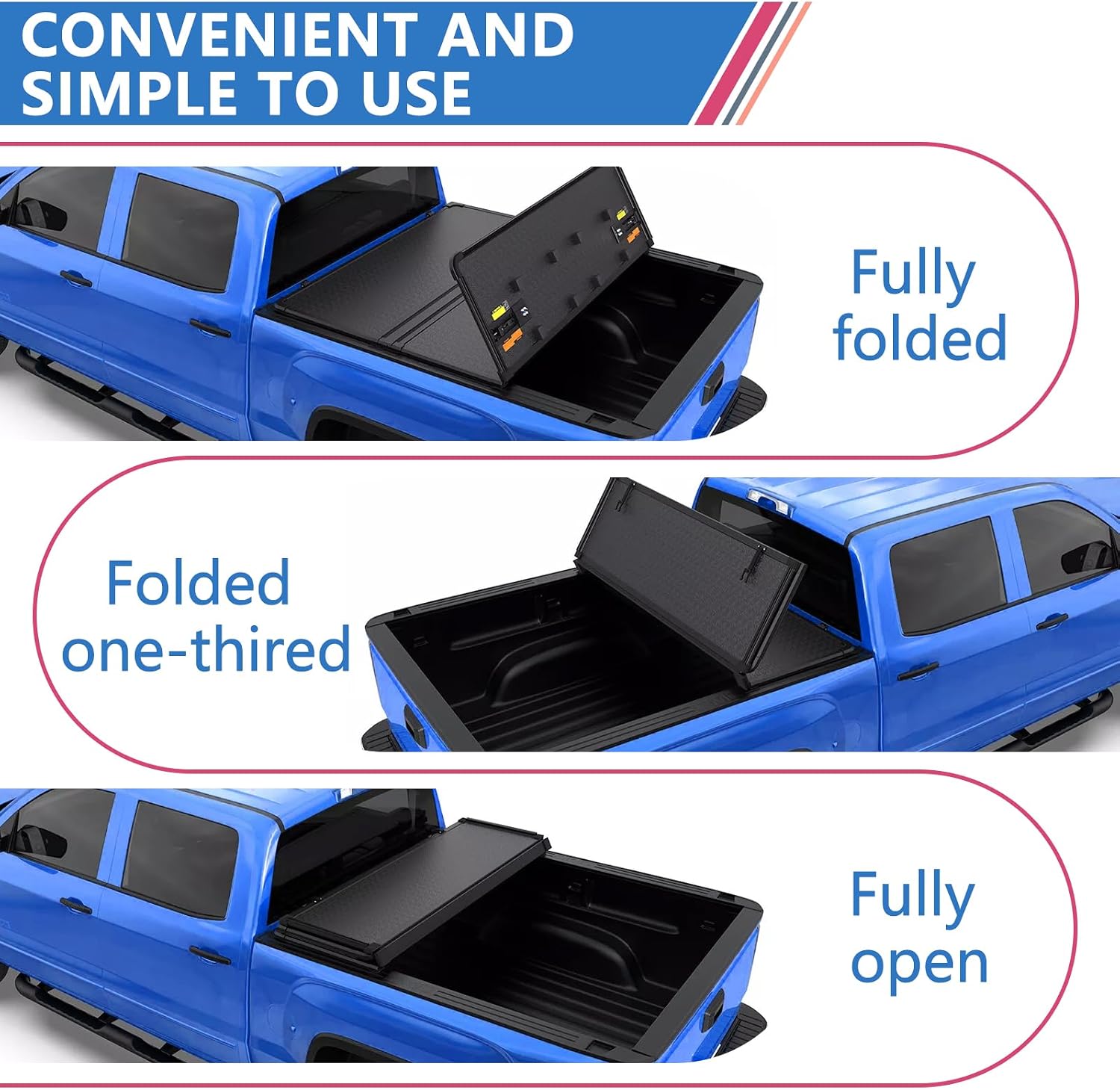 PENSUN Hard Tri-Fold Truck Bed Cover Fit for 2022 2023 2024 2025 Toyota Tundra, 5.5FT Black Aluminum Tonneau Cover Easy Installation