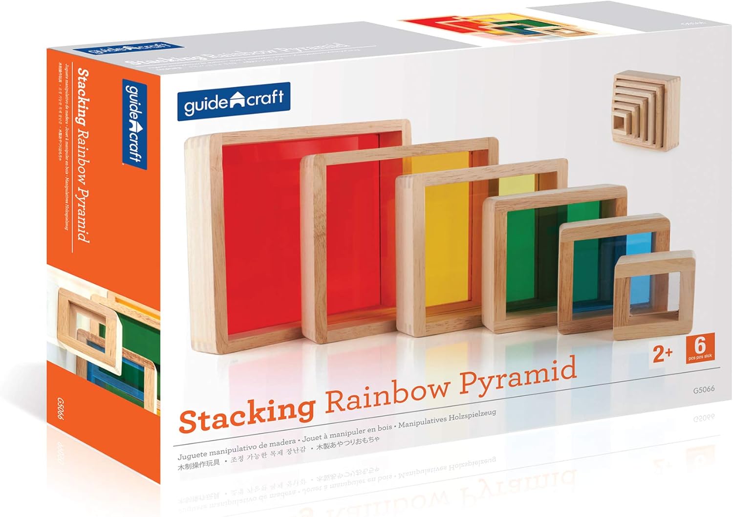 Guidecraft Stacking Rainbow Pyramid: Kids Colorful Learning and Educational Toy