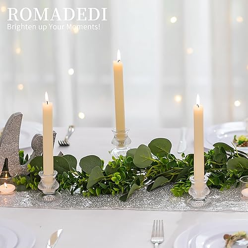 Miniatura 4 de Romadedi Portavelas de cristal para candelabros  2 piezas transparente pequeño y cónico candelabro, decoración de mesa de boda, centro de mesa para