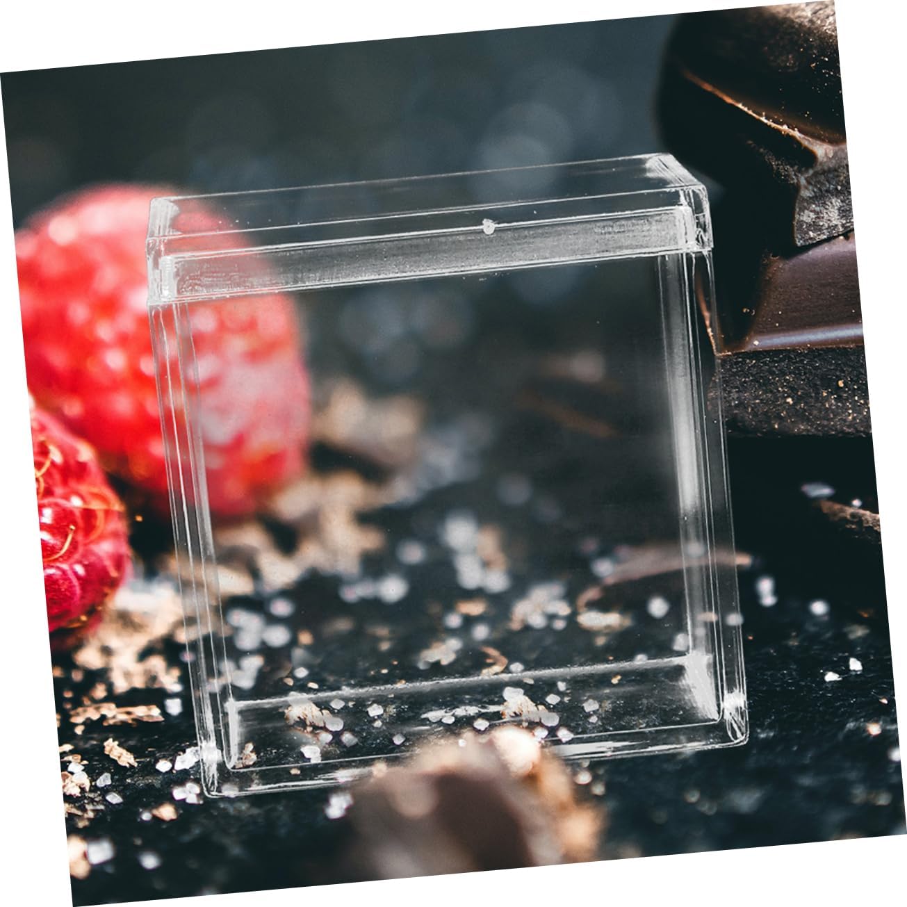 FRCOLOR 12pcs Square Acrylic Candy Boxes Lids Sealed Storage Boxes for Small Accessories Jewelry Organizer
