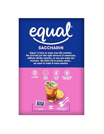 EQUAL Pink Zero Calorie Sweetener, Saccharin Sugar Substitute, Zero Calorie Sweetener Packets, Sugar Alternative, 100 Count (Pack of 1)