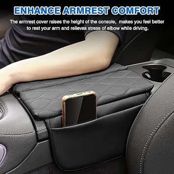 Karltys Center Console Cover for 2020-2025 2026 Mercedes Benz GLE 350 450 W167 and GLS 450 X167, Anti-Scratch Leather Waterproof GLE 350 Armrest Console Cover with Storage Pockets (Black)