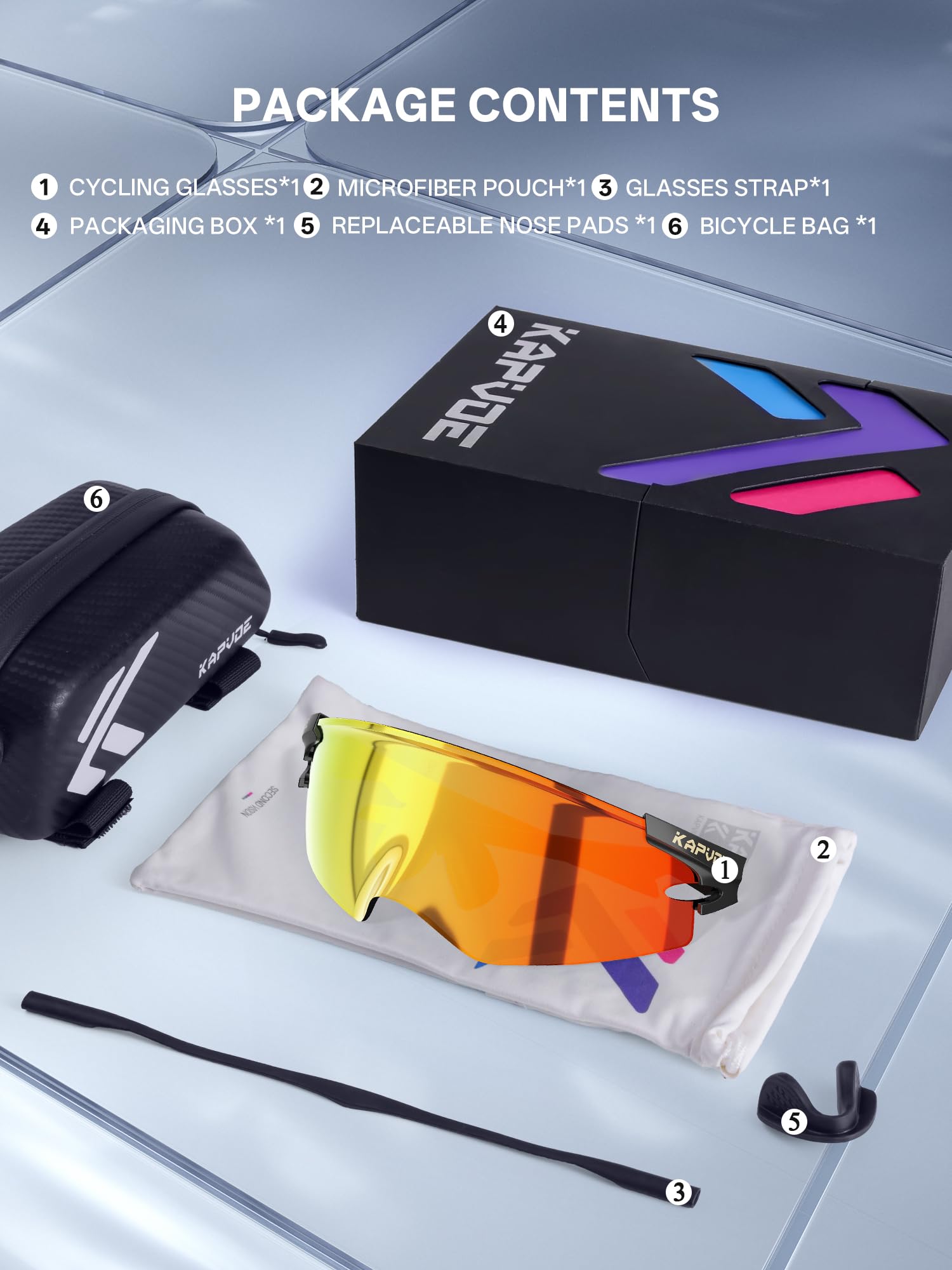 KAPVOE Photochromatisch oder Standardglas Fahrradbrille MTB Laufen K410 | Photochromatische oder standardglas- Fahrradbrille für Damen und Herren, für MTB, Laufen und Outdoor-Sport bei Tageslicht.