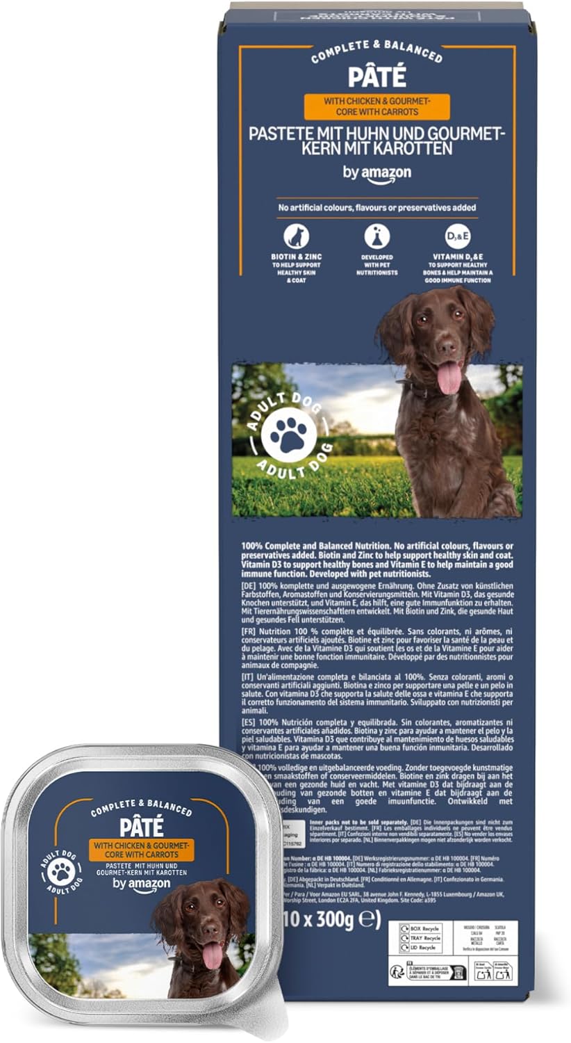 by Amazon Wet Dog Food Paté with Chicken & Gourmet-core with Carrots and Pasta 300g