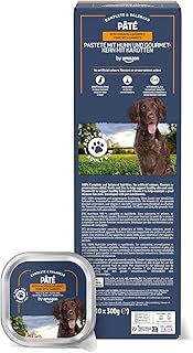 by Amazon Nourriture Humide pour Chiens, Pâté au Poulet et Gourmet aux Carottes et aux Pâtes, 300g, Lot de 10