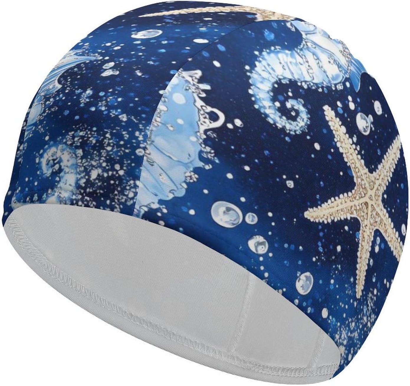 Seahorses and Starfish Womens Swim Cap for Men Adult Swimming Hat Curly Short Medium Long Hair