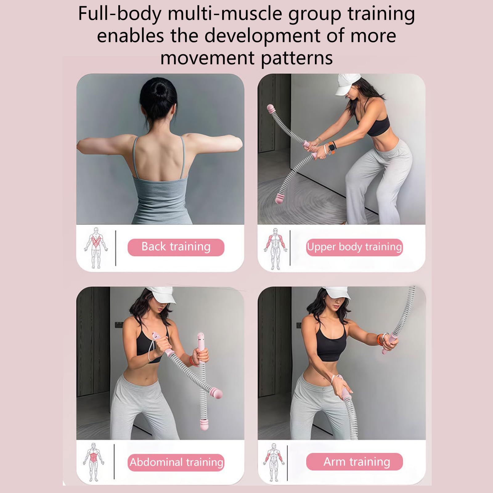 Packung mit weichem Griff, schnurloses Springseil, leise, verstellbarer Widerstand, inklusive Aufbewahrungstasche, effizientes Training, Armtrainings-Seil