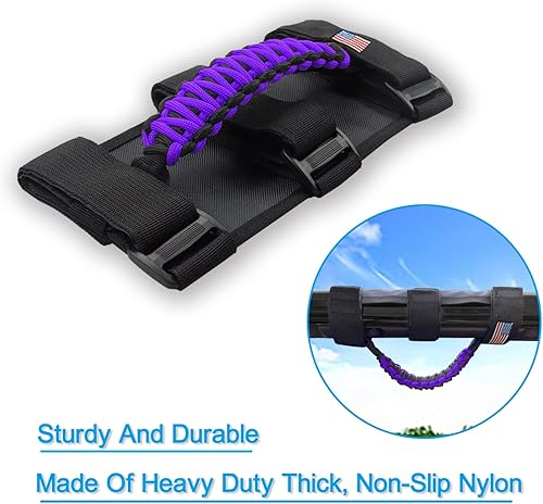 Miniatura 31 de Asas de agarre de barra antivuelco de cuerda de paracaídas prémium para Jeep Wrangler YJ TJ JK JKU JL JLU Sports Sahara Freedom Rubicon Unlimited X