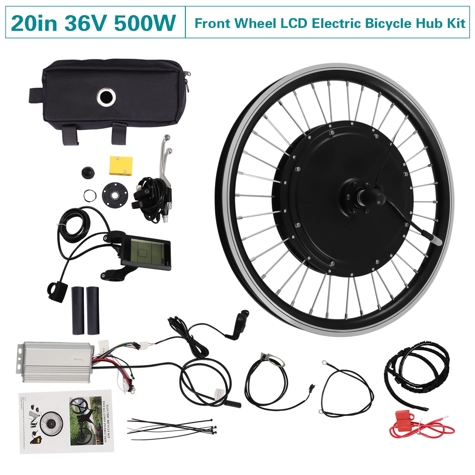 20Zoll 36V 500W E-Bike Vorderrad Umbausatz LCD Motor Conversion Kit(außer Batterie)