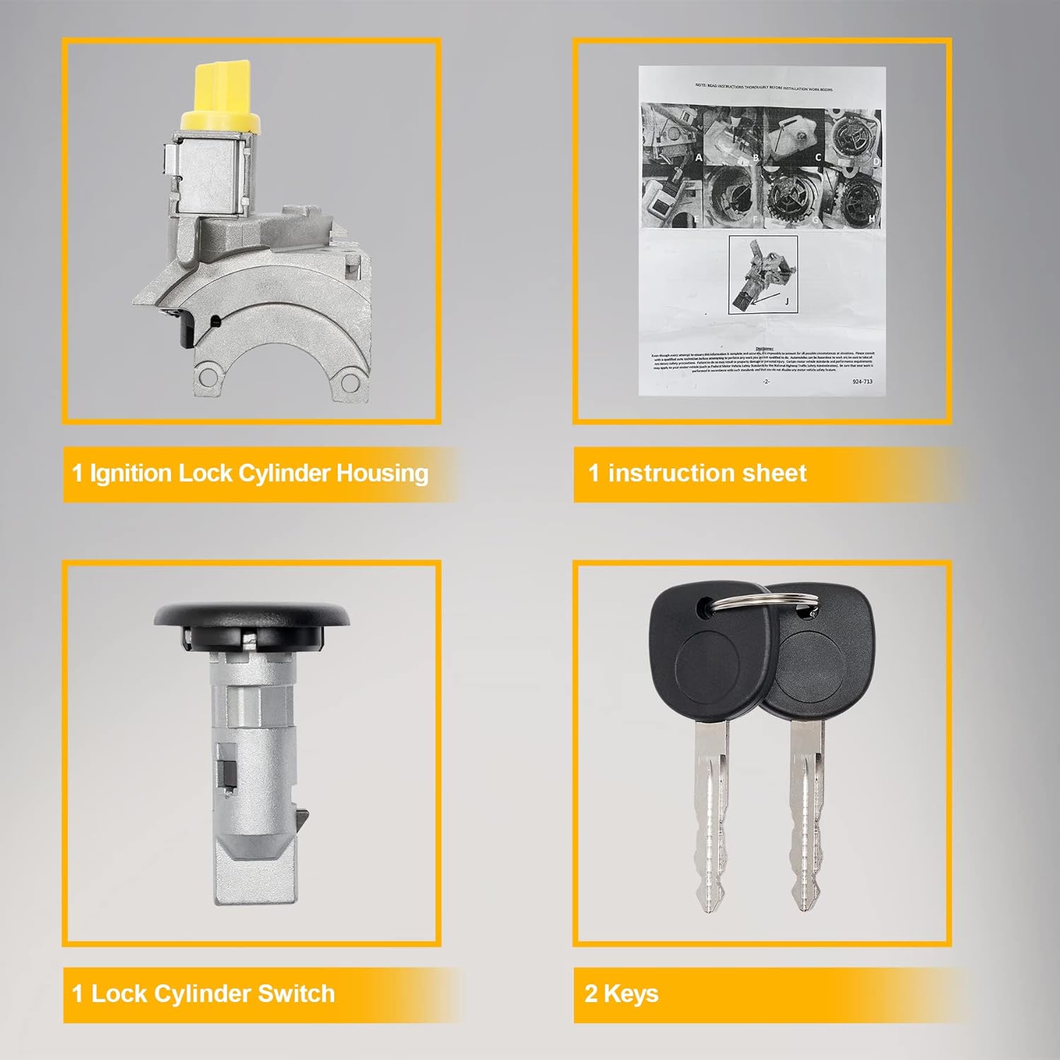 Ignition Lock Cylinder Switch & Ignition Lock Cylinder Housing Replacement For Chevy, Cadillac, Buick, GMC, Bravada Modles Replace part#: 924-713, ‎88965342，US-312L, D1469G