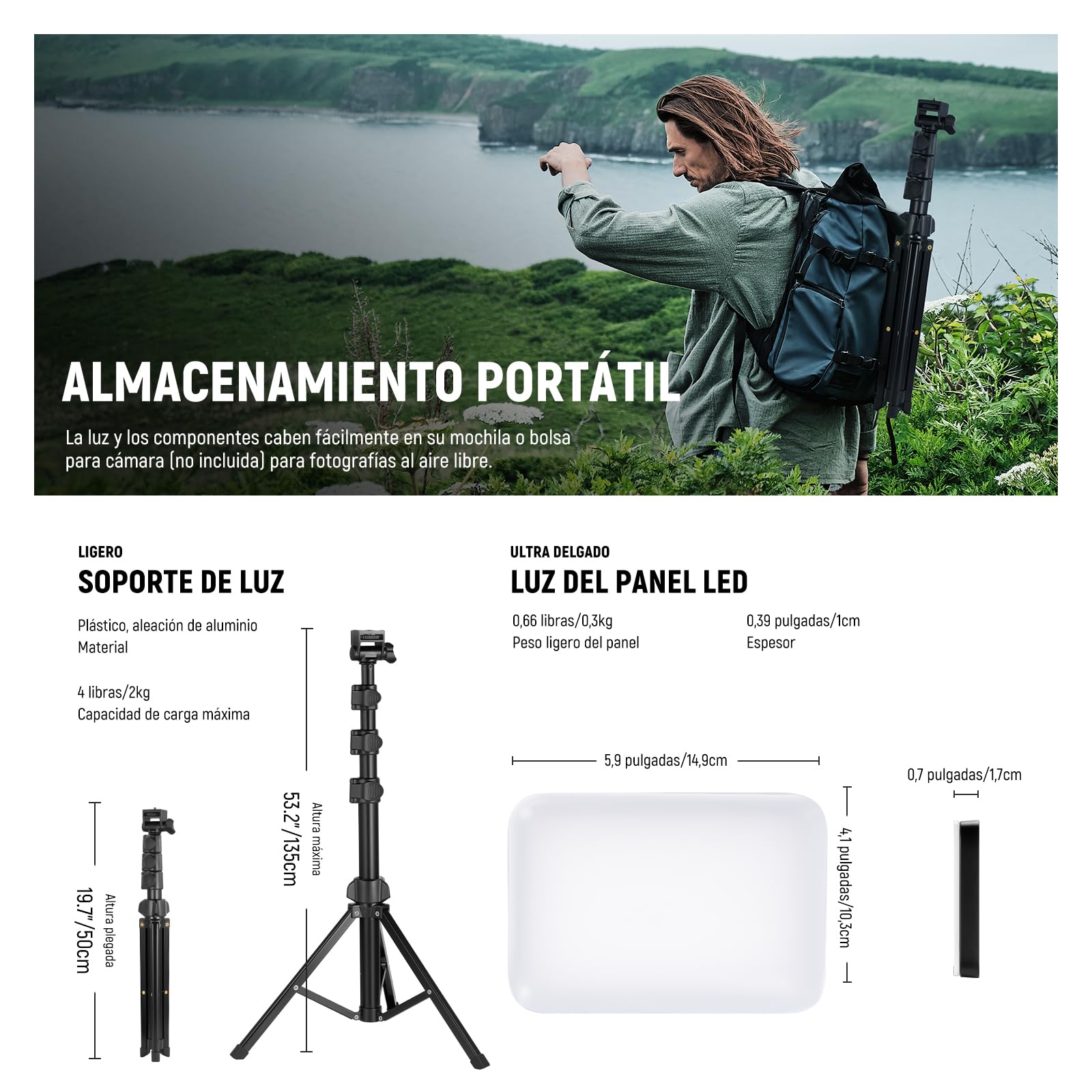 NEEWER Básico Panel Luz Vídeo LED Kit, 2 Pack Bicolor Estudio Foco Portátil con Soporte para Trípode y Filtros, 3200K~5600K CRI 95 750lux para Fotografía, Grabación, Transmisión en Vivo, BP66