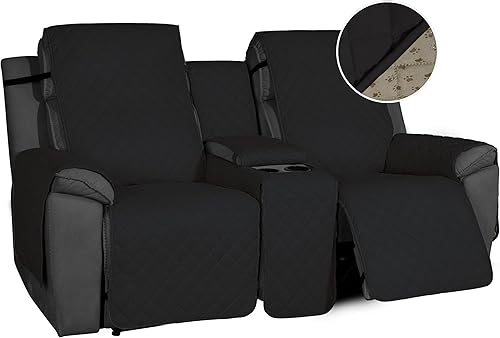 Easy-Going Funda de sofá reclinable antideslizante con consola, resistente al agua, funda de sofá reclinable doble con correa ajustable, funda