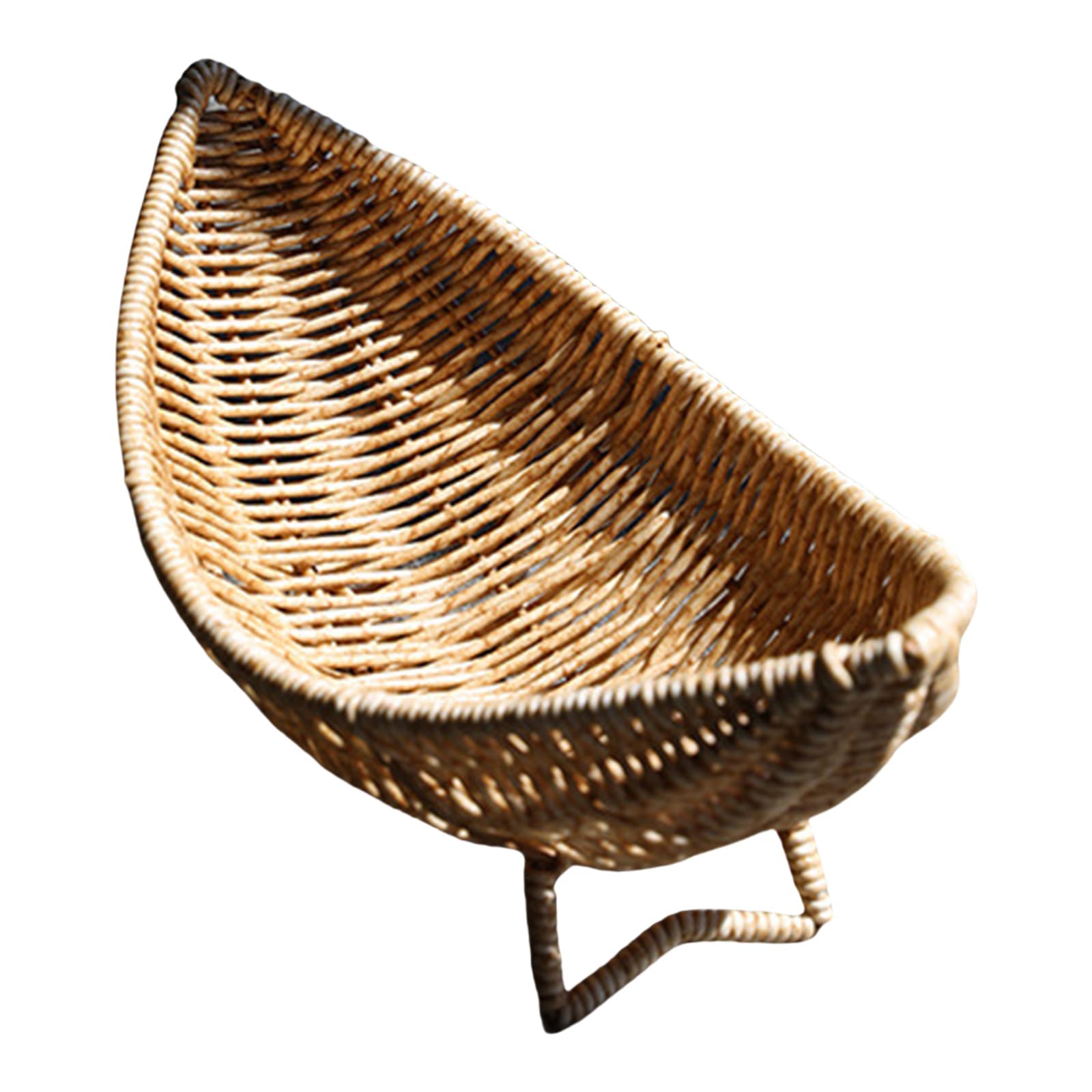 Artistic Rattan Fruit Basket in Boat Form Unique Boat Rattan Like Tray for Homes Hospitality Creative Designs Platter