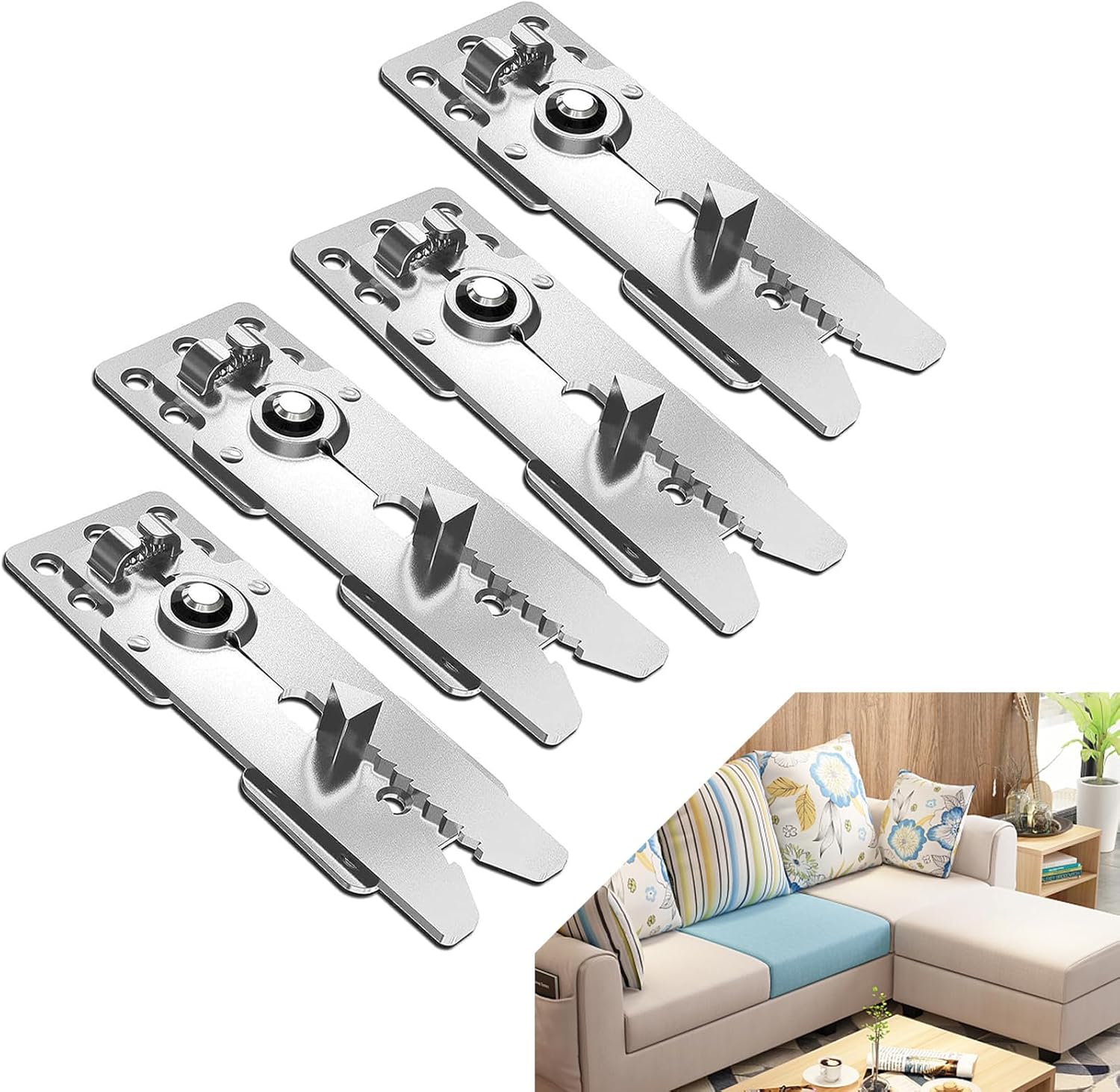 Cokritsm 4 Pack Sectional Couch Connectors, Galvanized Iron