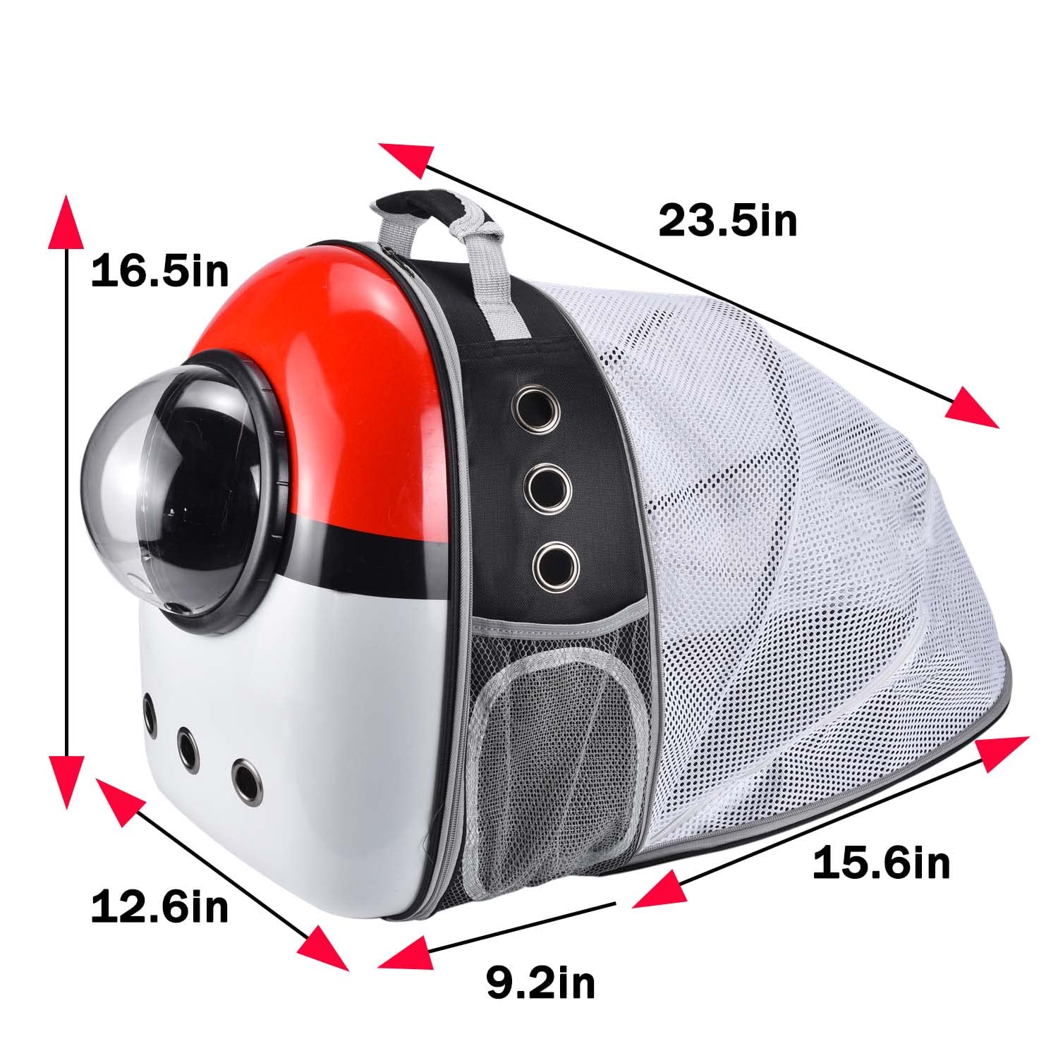 Haustier Hunde Katzen Rucksack Raumkapsel. Tragetaschen für Katzen und Hunde. Tragbar Transportrucksack Transporttasche für Haustiere. (Red and White, Hintere Verlängerung)